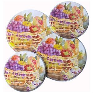 Stove Burner Covers Decorative Colorful Summer Fruits Basket 4 Piece Multicolor